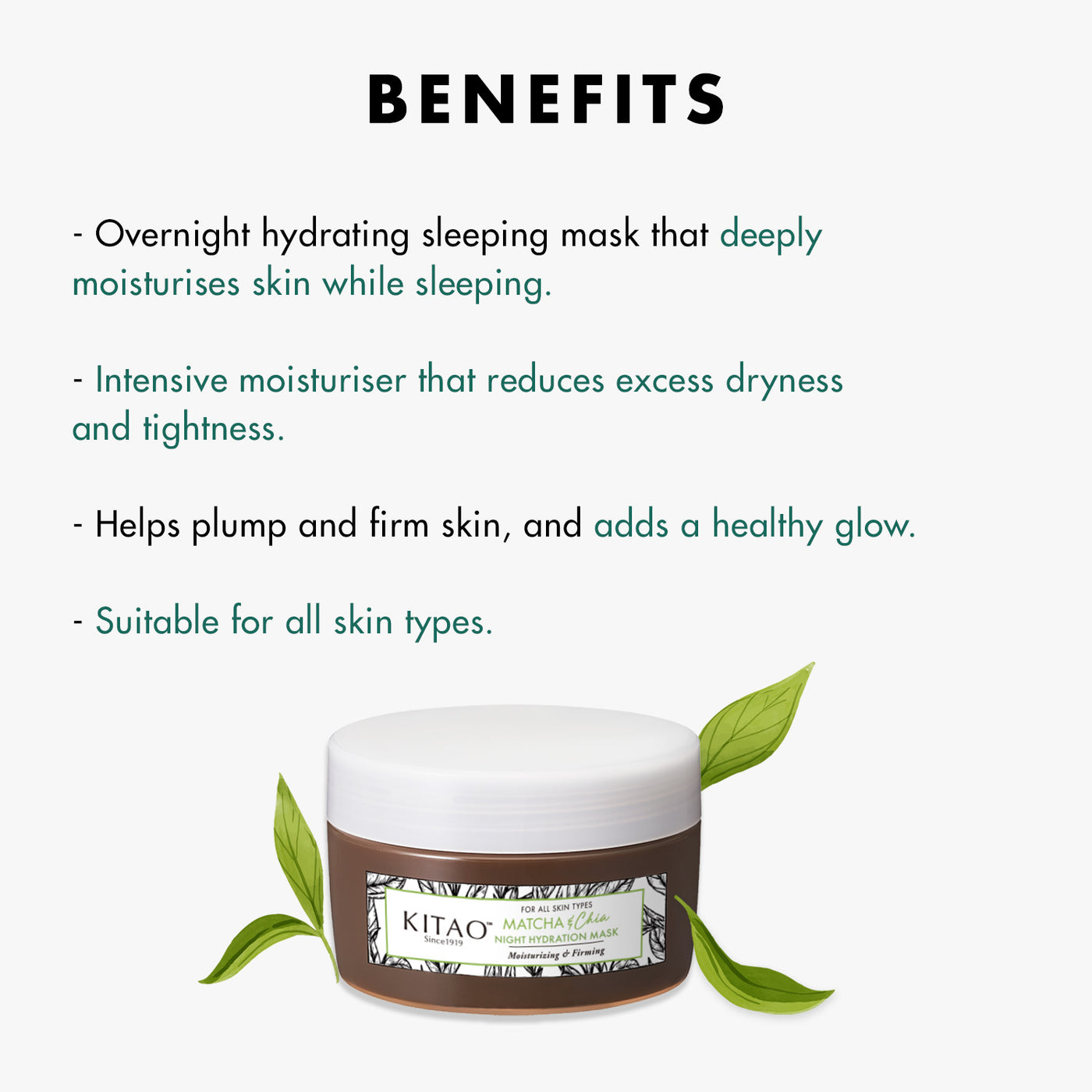 Kitao Matcha & Chia Night Hydration Mask