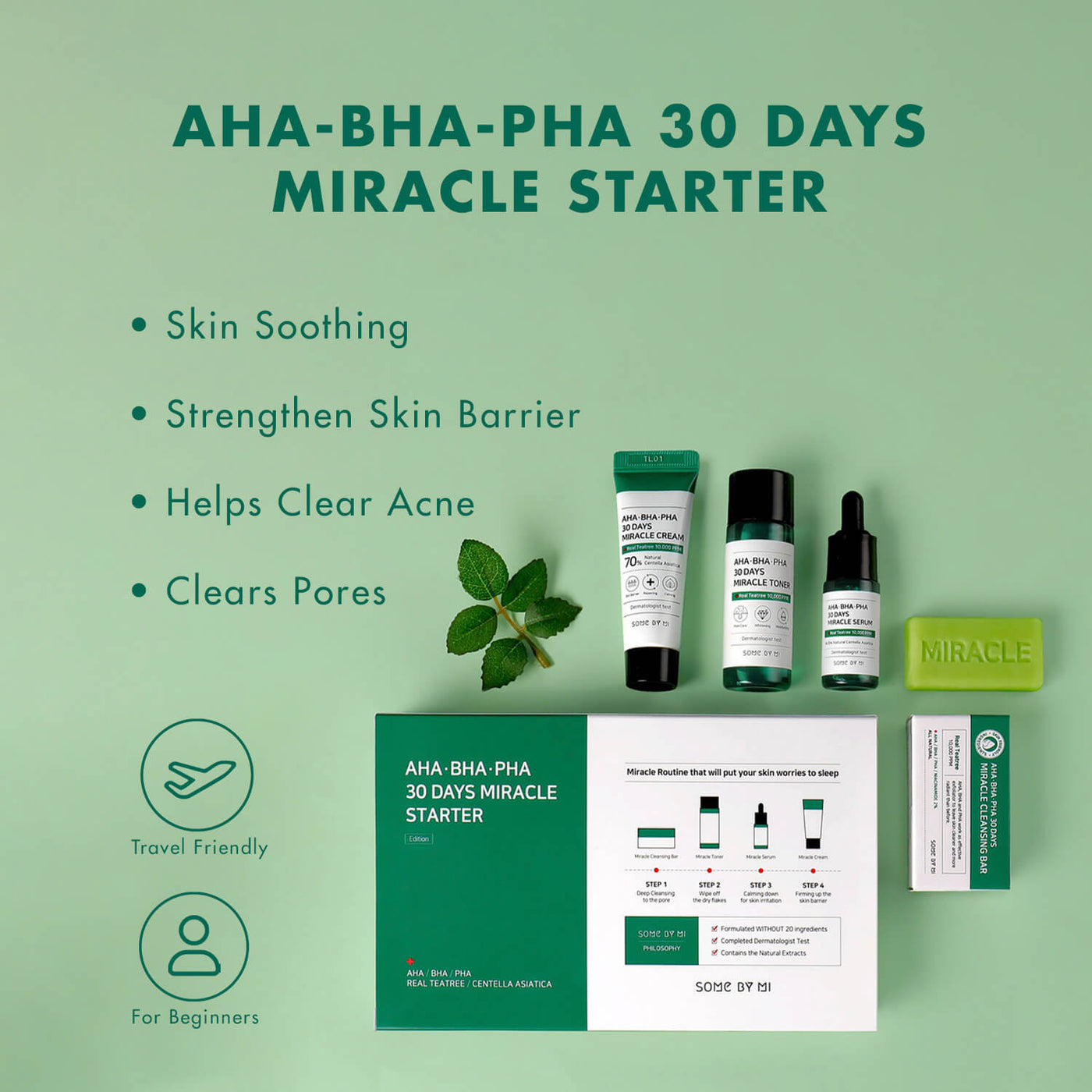 Some By Mi AHA-BHA-PHA 30 Days Miracle Starter Kit (Toner + Serum + Cream + Soap)