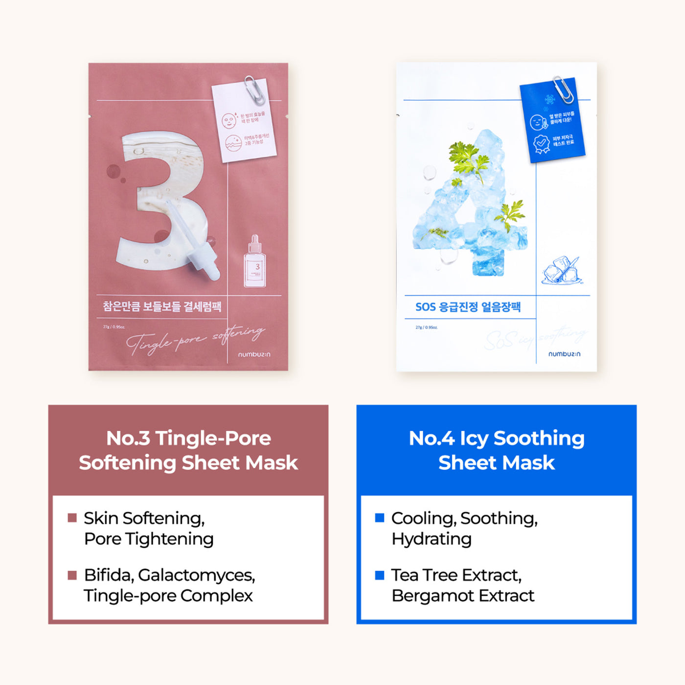 Numbuzin No.2 Water Collagen 65% Voluming Sheet Mask (4pc)